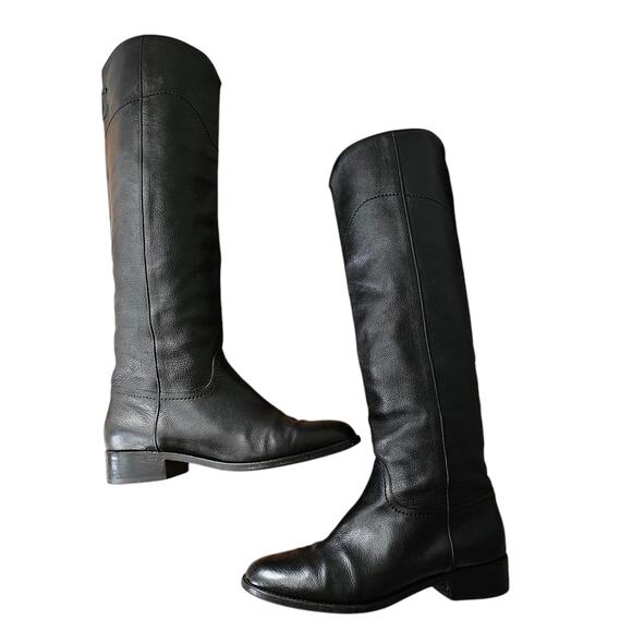 Chanel CC Knee High Tall Riding Boot Size 40 US 9 9.5 Black Pebble Leather - Picture 7 of 15